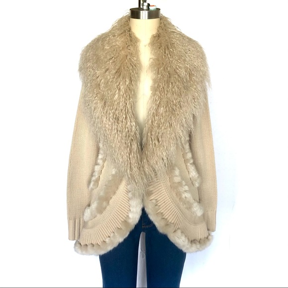 LASEINE Sweaters - Lasein cardigan with faux LAMA fur collar
